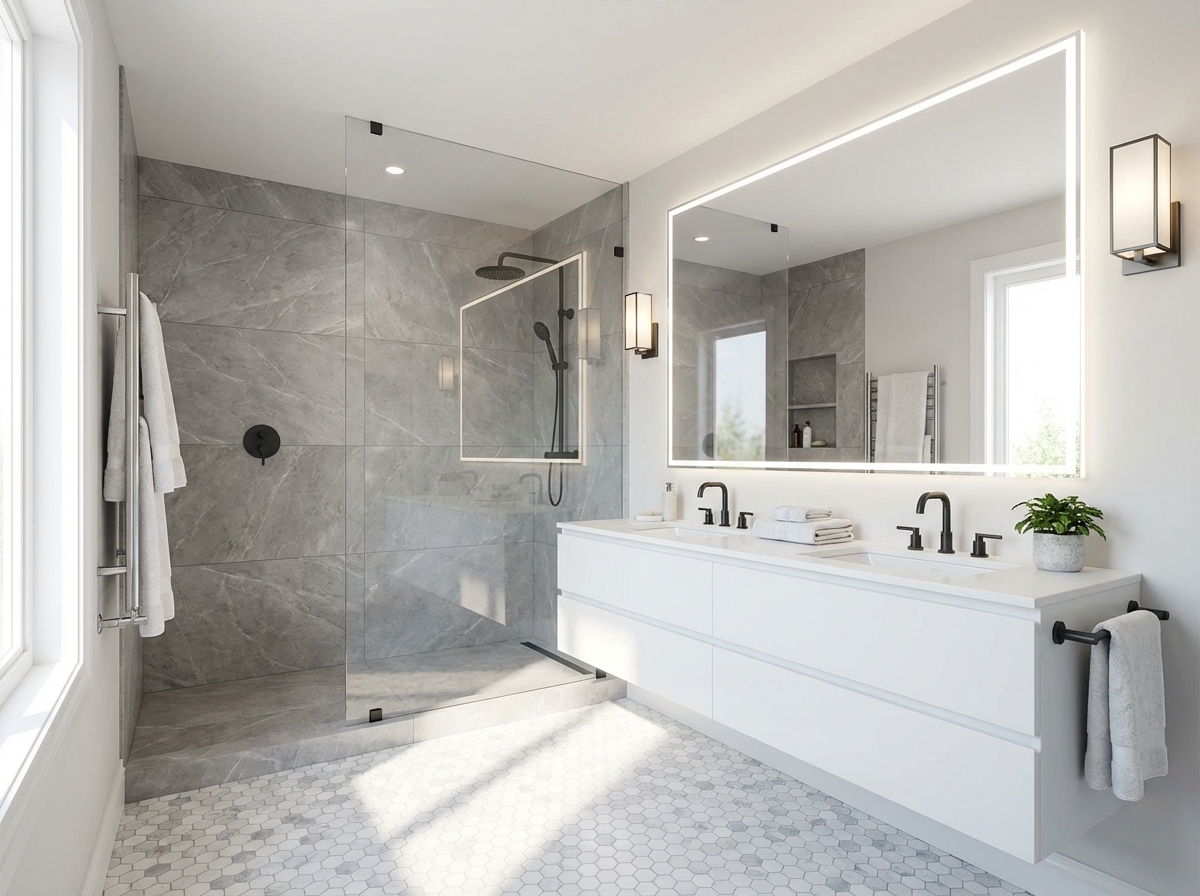 After Lumii bathroom remodel — luxury full remodel Montclair NJ