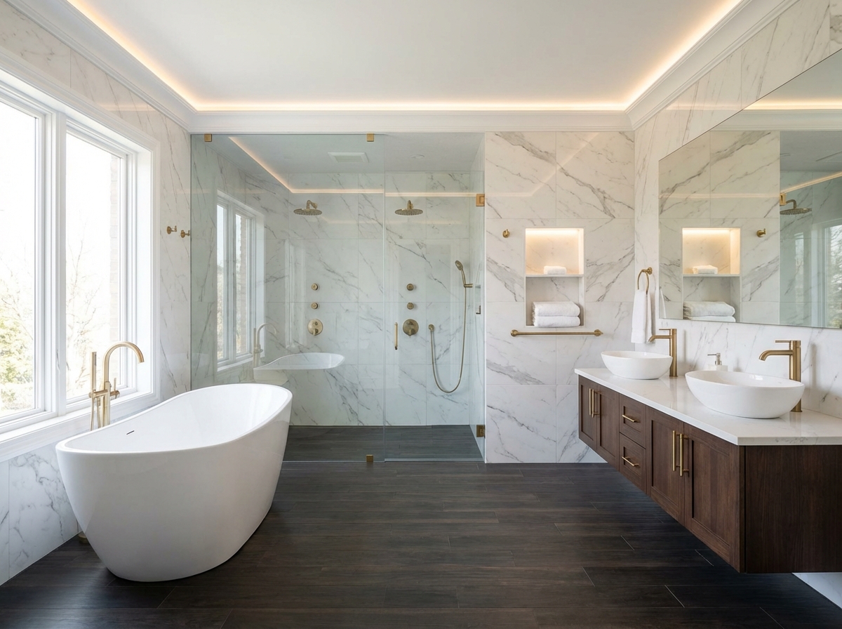 After Lumii bathroom remodel — luxury spa bathroom Teaneck NJ